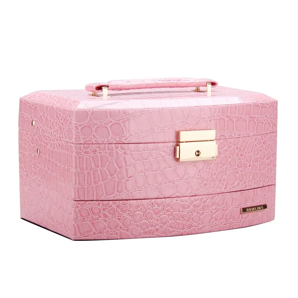 Automatic Opening Faux Leather Jewelry Box with Inner Pouch | ZG172