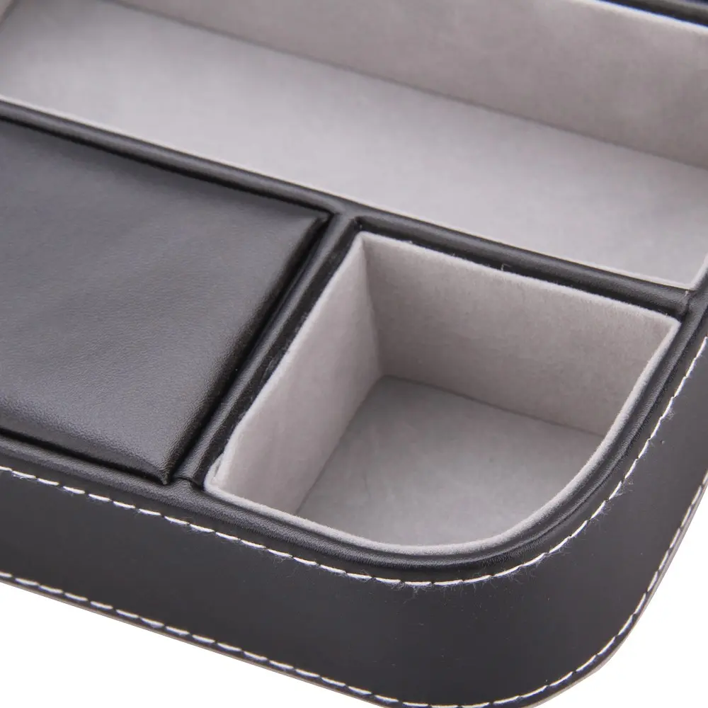 Modern Black Leather Desk Tray Keys Coins Remote Holder | WG017