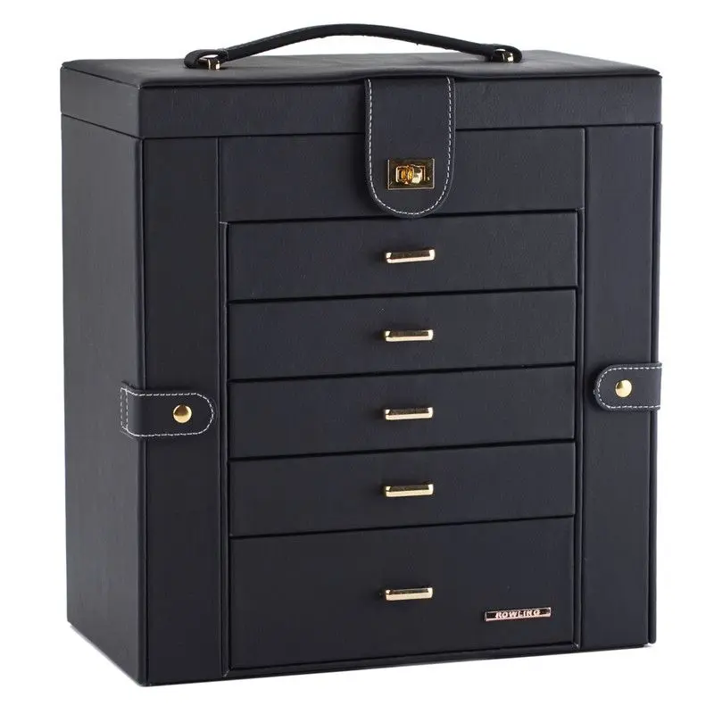 Large 6-Layer Leather Jewelry Box with Side Door Access | ZG241