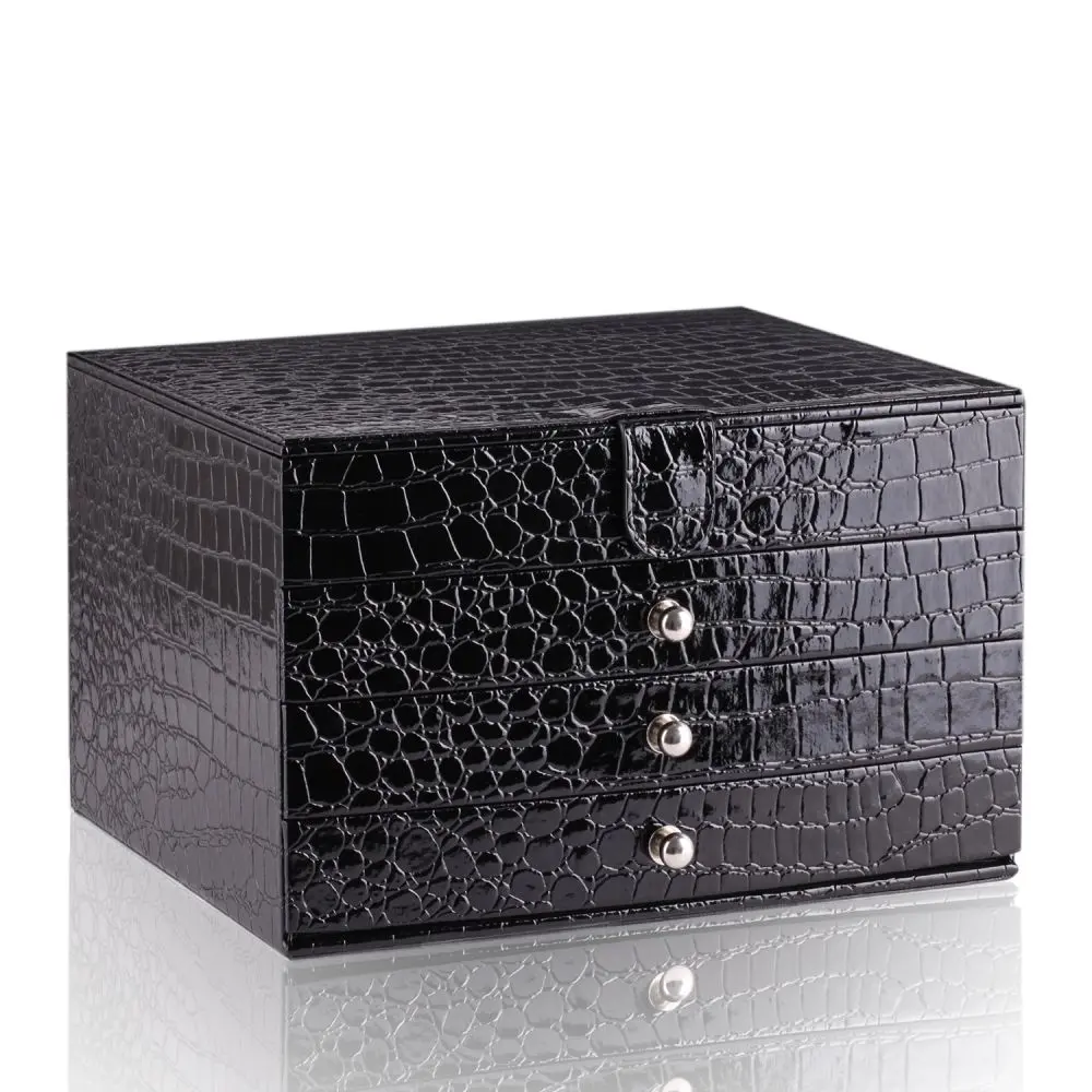 Crocodile Faux Leather jewelry storage box with 3 drawers | ZG156