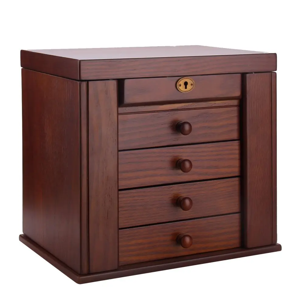 Large Wooden Jewelry Organizer with 3 Drawers and Side Doors | MG02