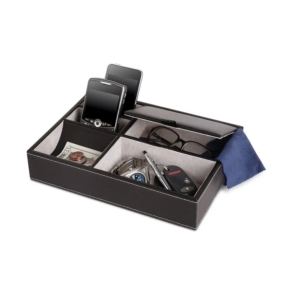 Premium Leather Desktop Organizer Tray for Stylish Home Storage WG015
