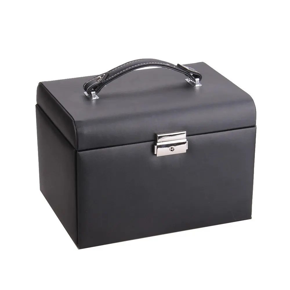 Exquisite Leather Jewelry Box with Arch Handle and swing door | ZG165
