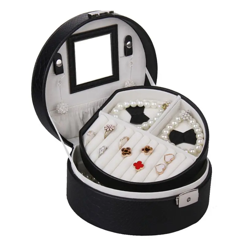 Half-Moon Crocodile Pattern Faux Leather Jewelry Box | ZG007