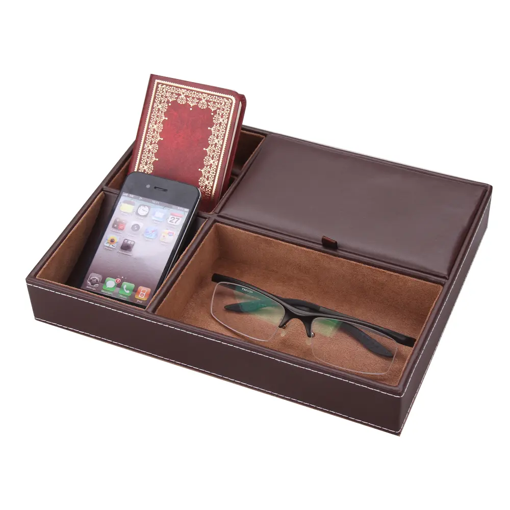 Premium Leather Desktop Organizer Tray for Stylish Home Storage WG015