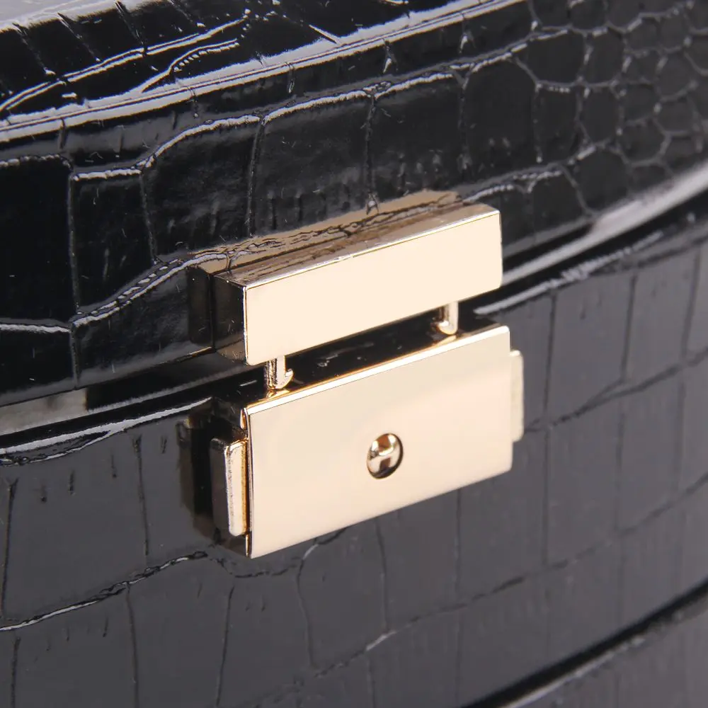 Automatic Opening Faux Leather Jewelry Box with Inner Pouch | ZG172