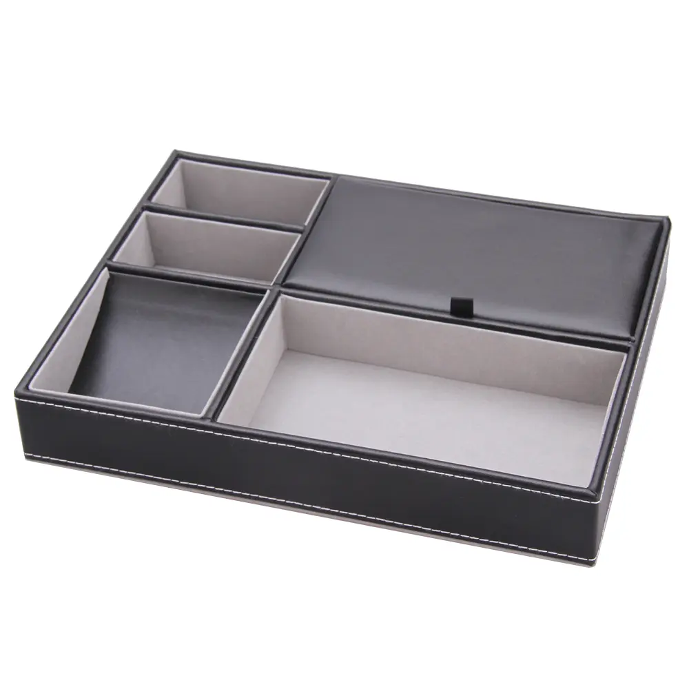 Premium Leather Desktop Organizer Tray for Stylish Home Storage WG015
