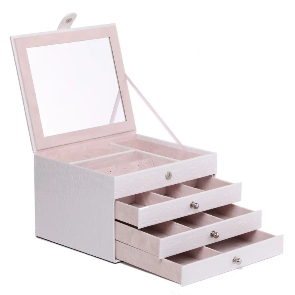 Crocodile Faux Leather jewelry storage box with 3 drawers | ZG156