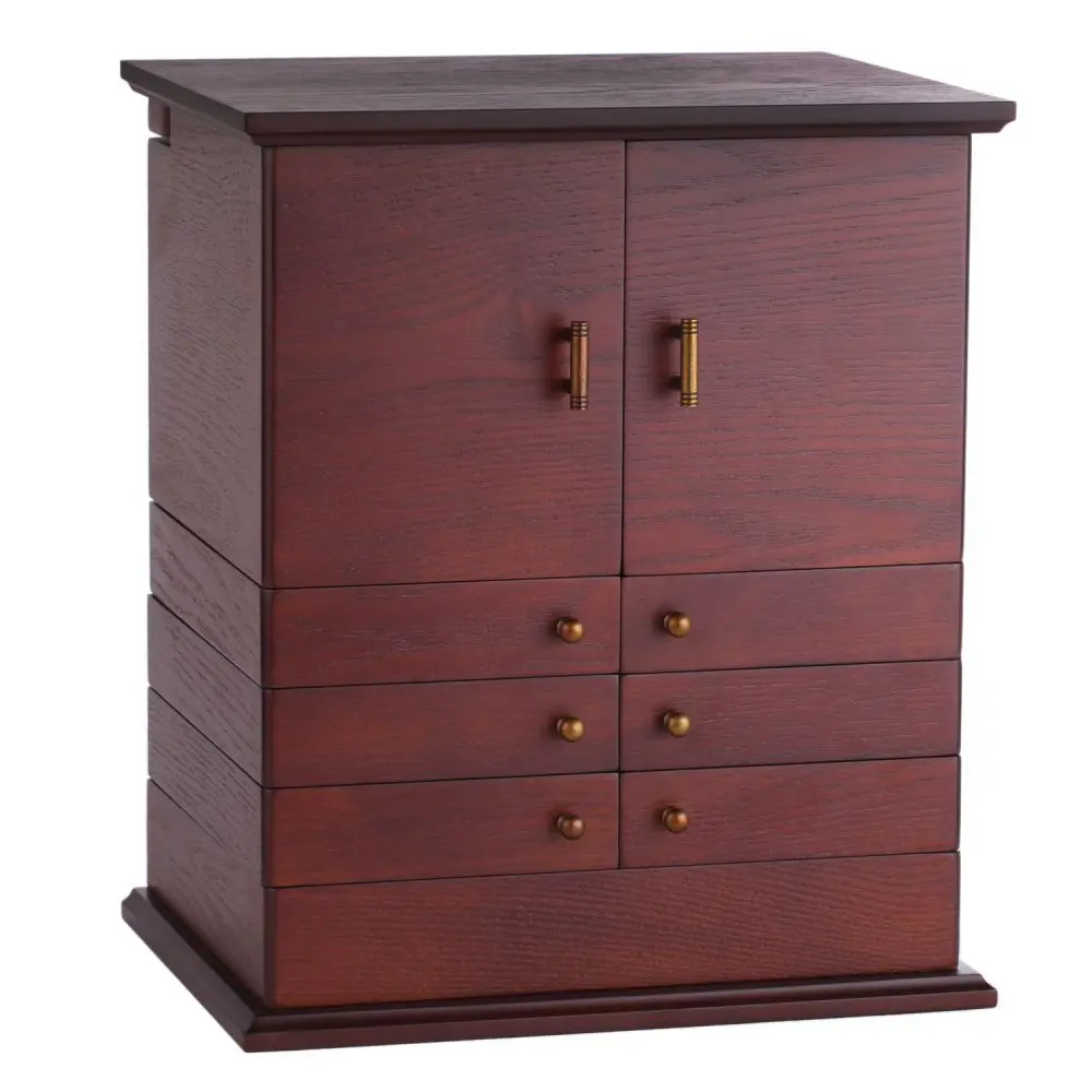 Grand Wooden Jewelry Cabinet with 7 Rotating Drawers | MG18