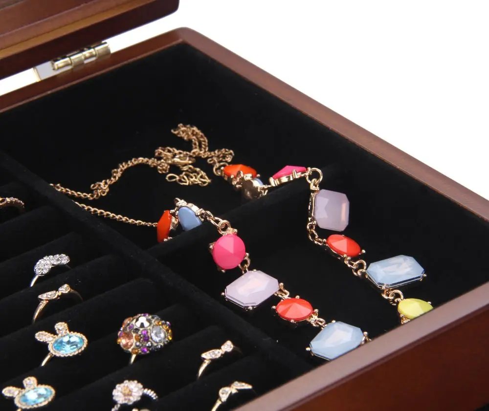Grand 5 drawers Wooden Jewelry Organizer with Mirror Lid | MG08