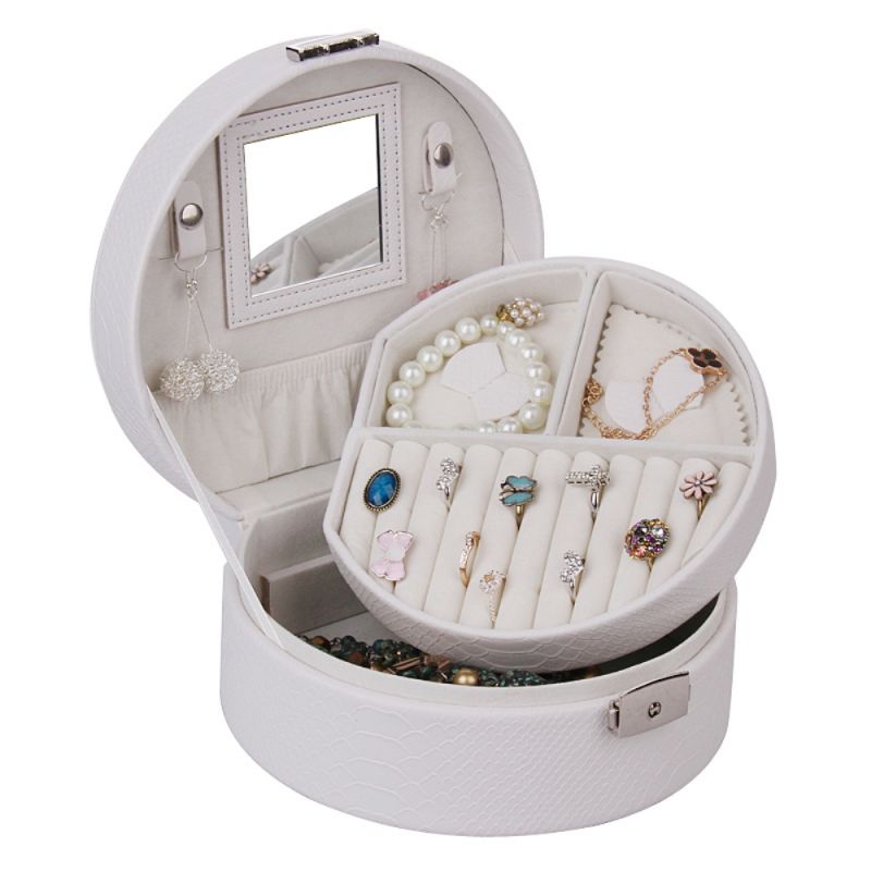 Half-Moon Crocodile Pattern Faux Leather Jewelry Box | ZG007