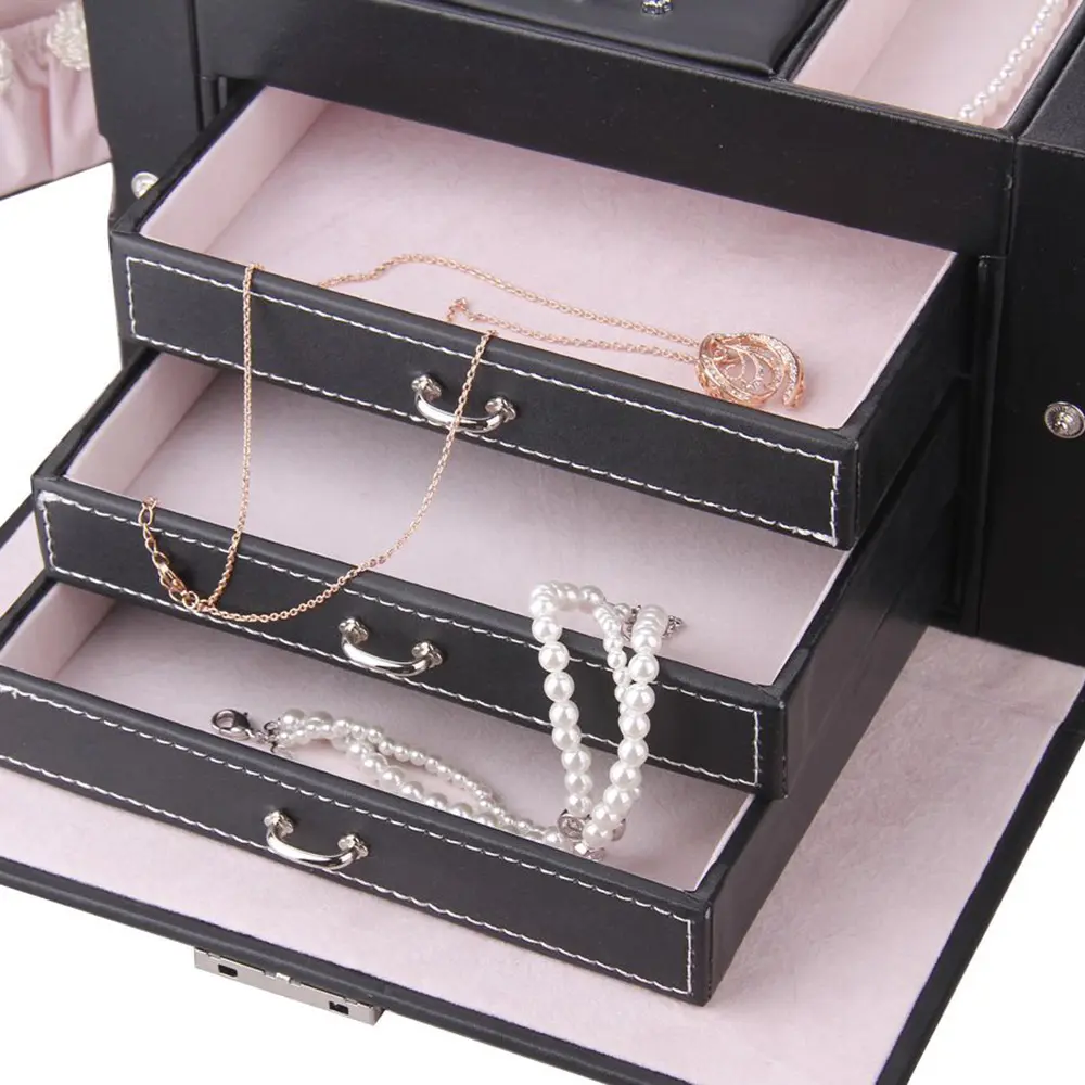 Exquisite Leather Jewelry Box with Arch Handle and swing door | ZG165