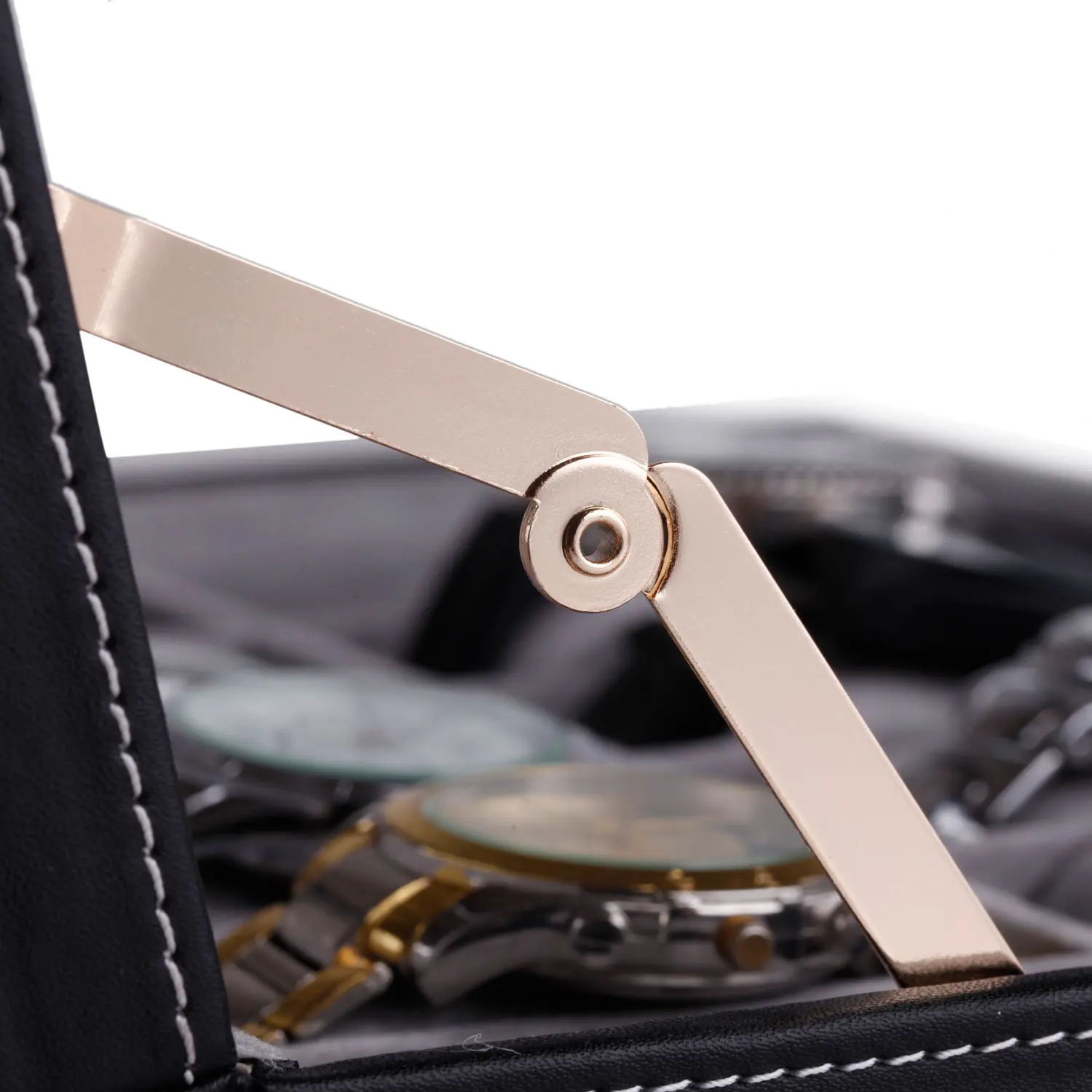 Double layer Black artificial leather Men’s Luxury 12 Slots watch box and jewelry storage box with window | BG051