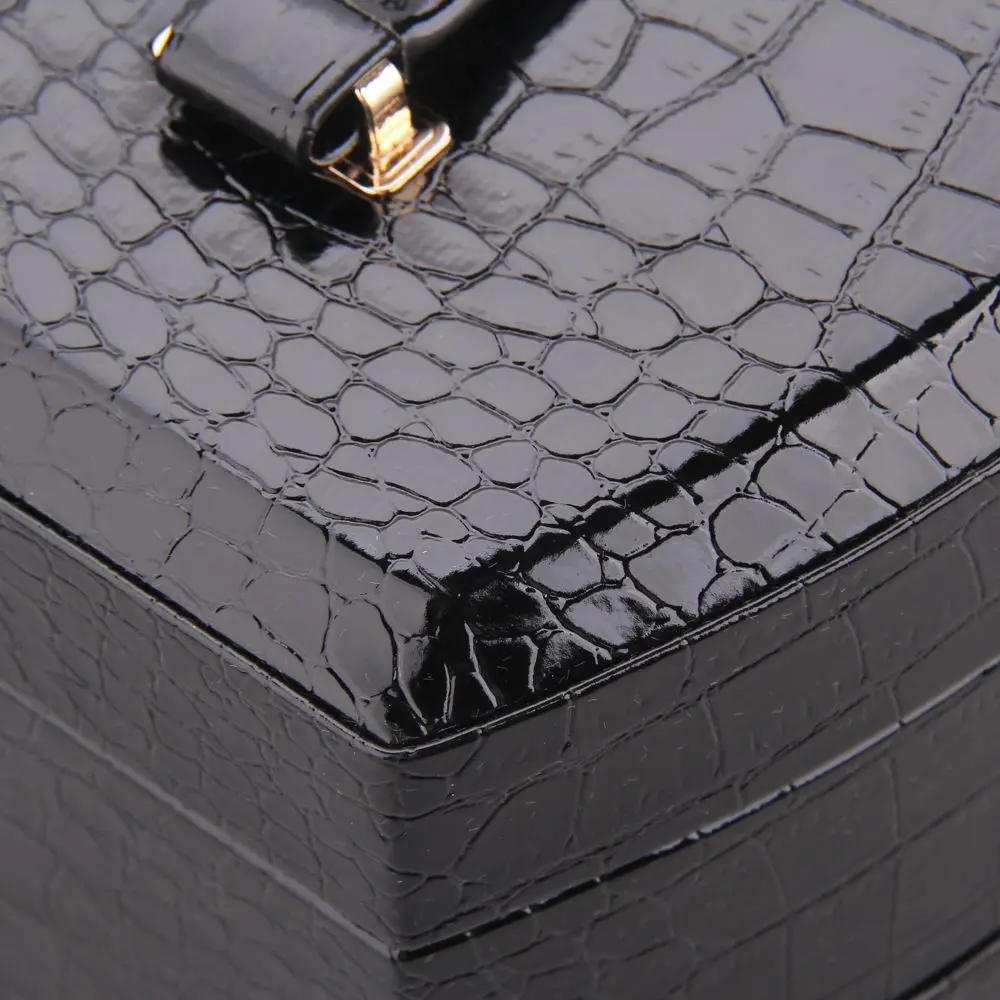 Automatic Opening Faux Leather Jewelry Box with Inner Pouch | ZG172
