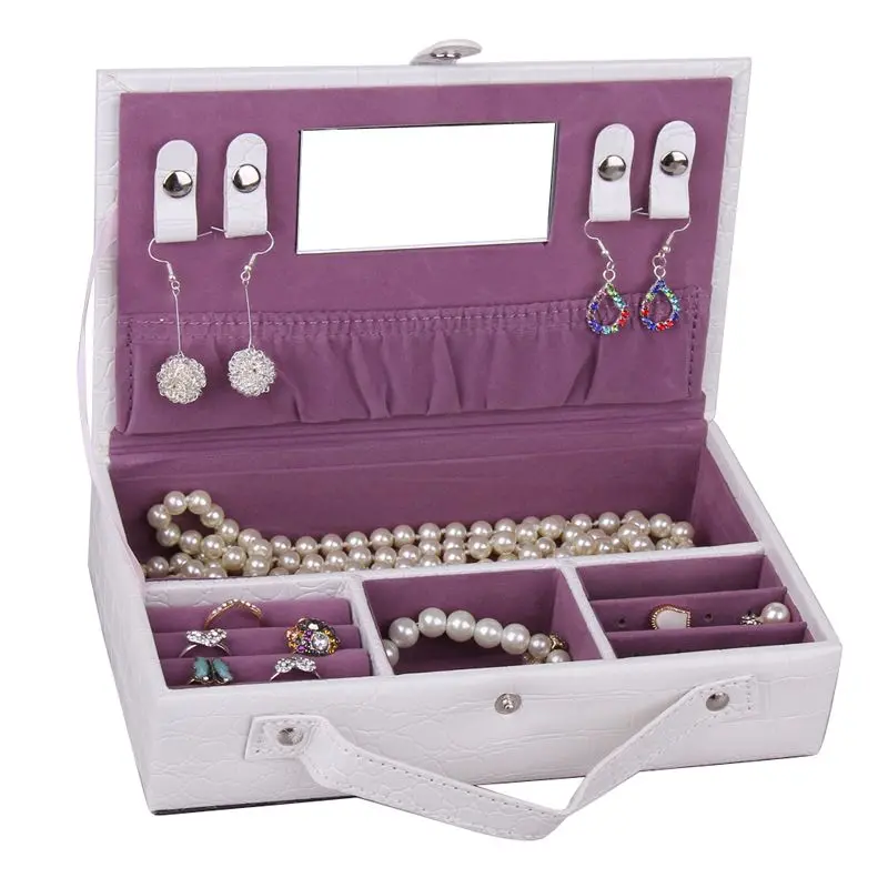 Compact Crocodile Pattern Faux Leather Jewelry Carry Case | ZG157