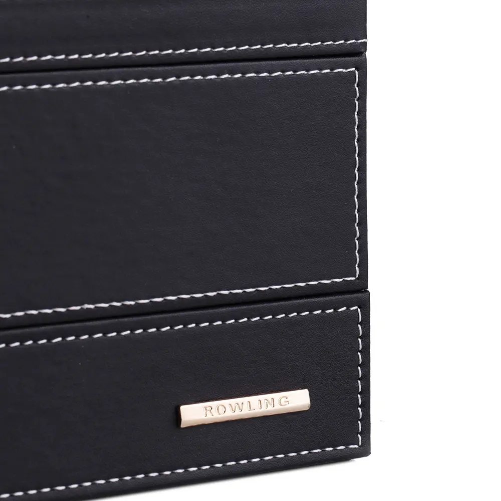 Double layer Black artificial leather Men’s Luxury 12 Slots watch box and jewelry storage box with window | BG051