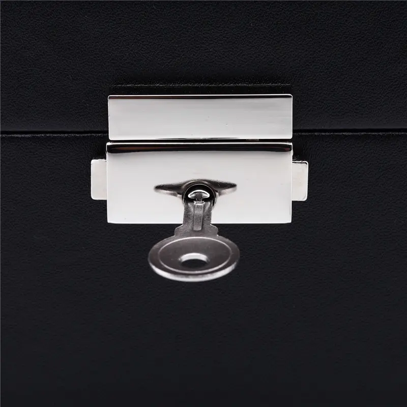 Men’s Rectangle 6 Slots leather watch box with glass window | BG022