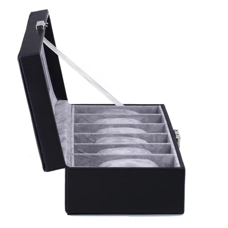 Men’s Rectangle 6 Slots leather watch box with glass window | BG022