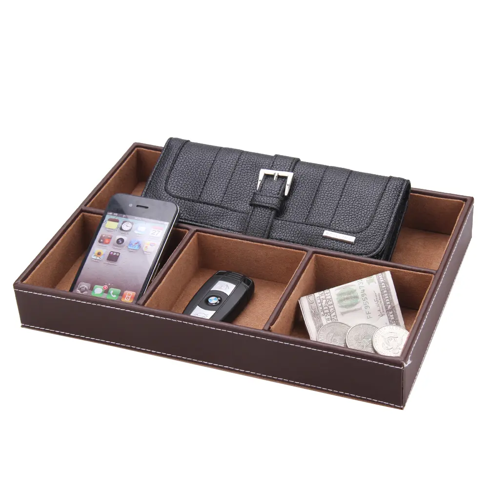 Premium Leather Desktop Organizer Tray for Stylish Home Storage | WG014