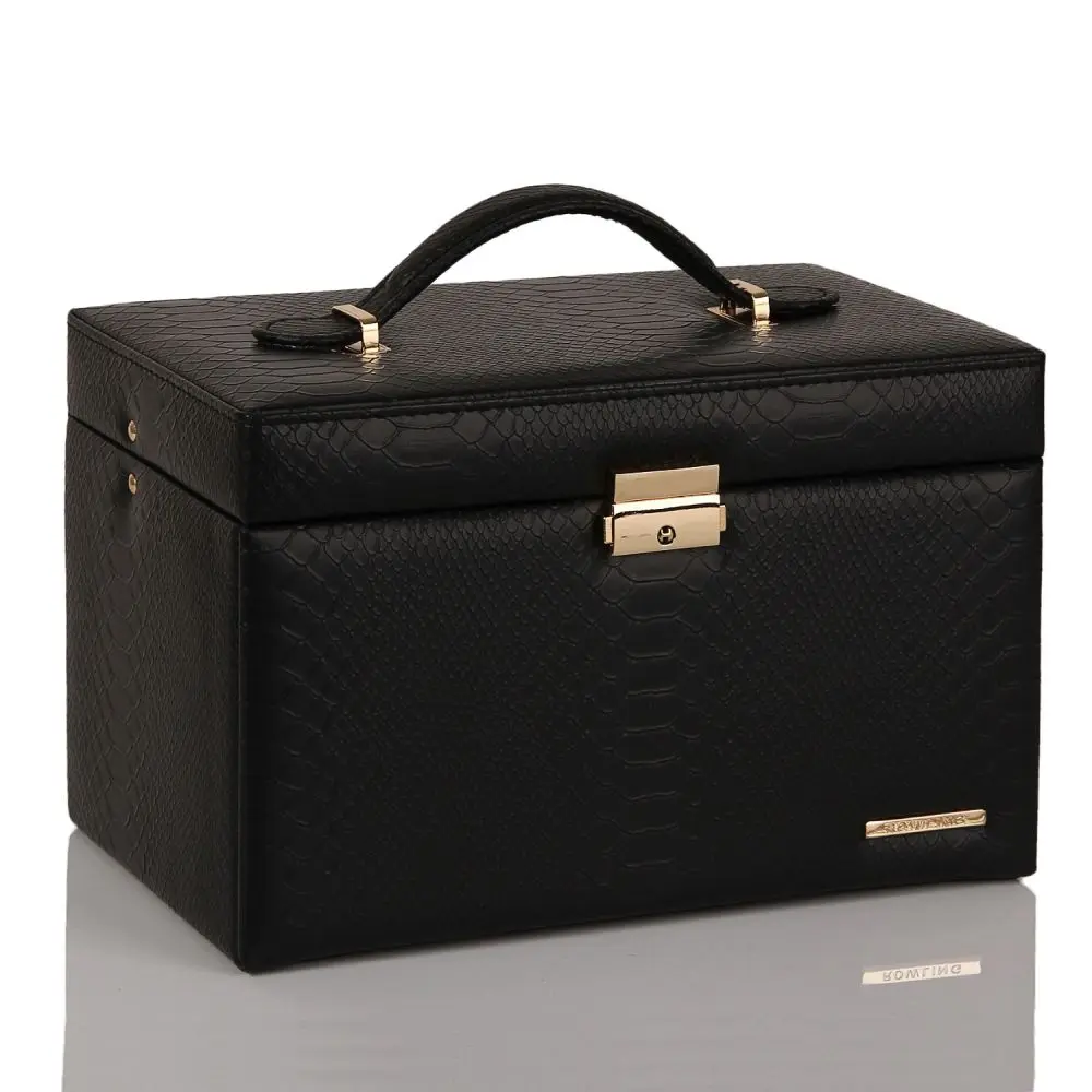 Classic Rectangle Faux Leather Jewelry Box with Snake Print | ZG091