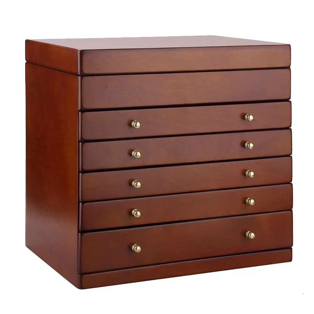 Grand 5 drawers Wooden Jewelry Organizer with Mirror Lid | MG08