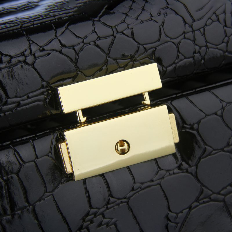 Oval croc-effect faux leather jewelry box with travel case and drawer | ZG152