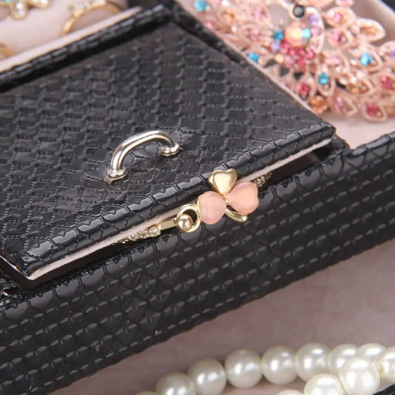 Compact & Stylish Chic Bi-color Faux Leather Jewelry Box | ZG018