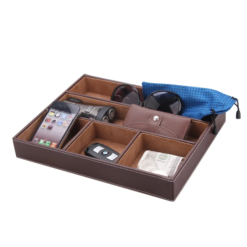 EuroStyle Leather Desk Tray Keys Coins Remotes Organizer | WG016