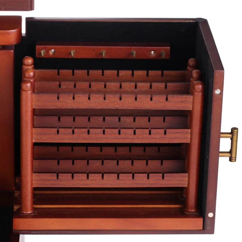 Grand Wooden Jewelry Cabinet with 7 Rotating Drawers | MG18