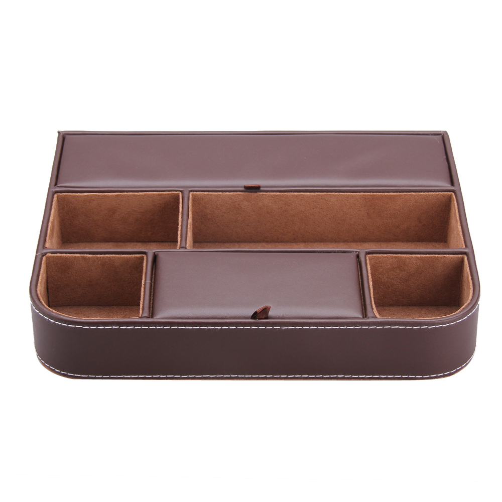 Modern Black Leather Desk Tray Keys Coins Remote Holder | WG017