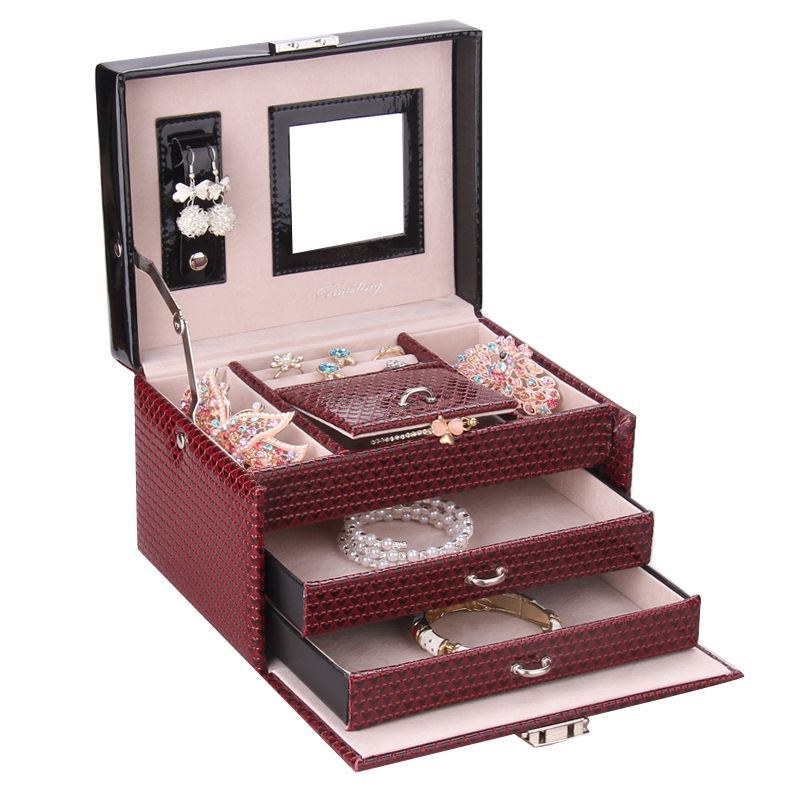 Compact & Stylish Chic Bi-color Faux Leather Jewelry Box | ZG018