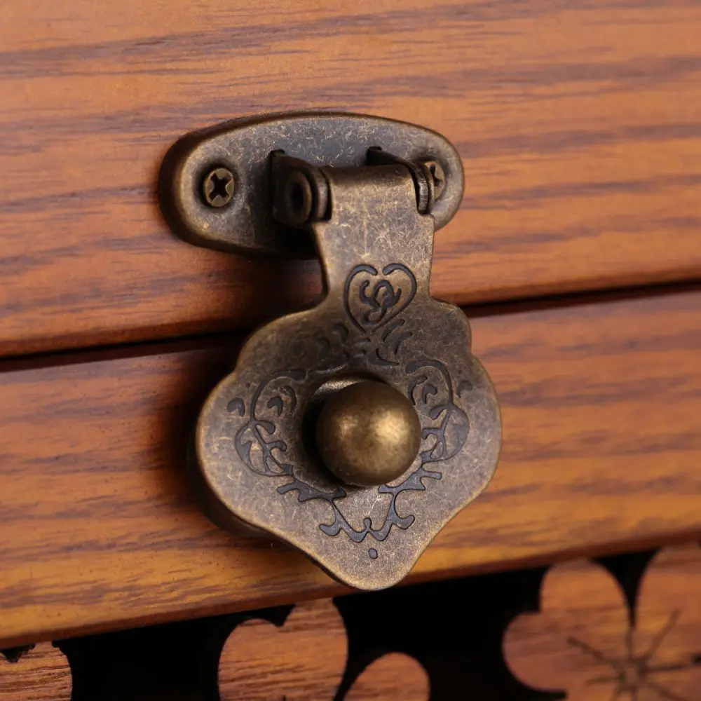 Vintage Carved Wooden Jewelry Box with Wood Handles | MG03